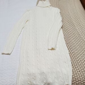 Daniel Cremieux turtleneck cable knit sweater dress knee length, brand new